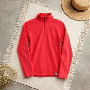 REI Women's Coral Red Fleece Quarter Zip Sweater Size S